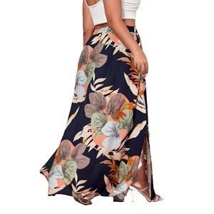 SHEIN Curve Floral Maxi Slitted Skirt Swimsuit Cover 3XL